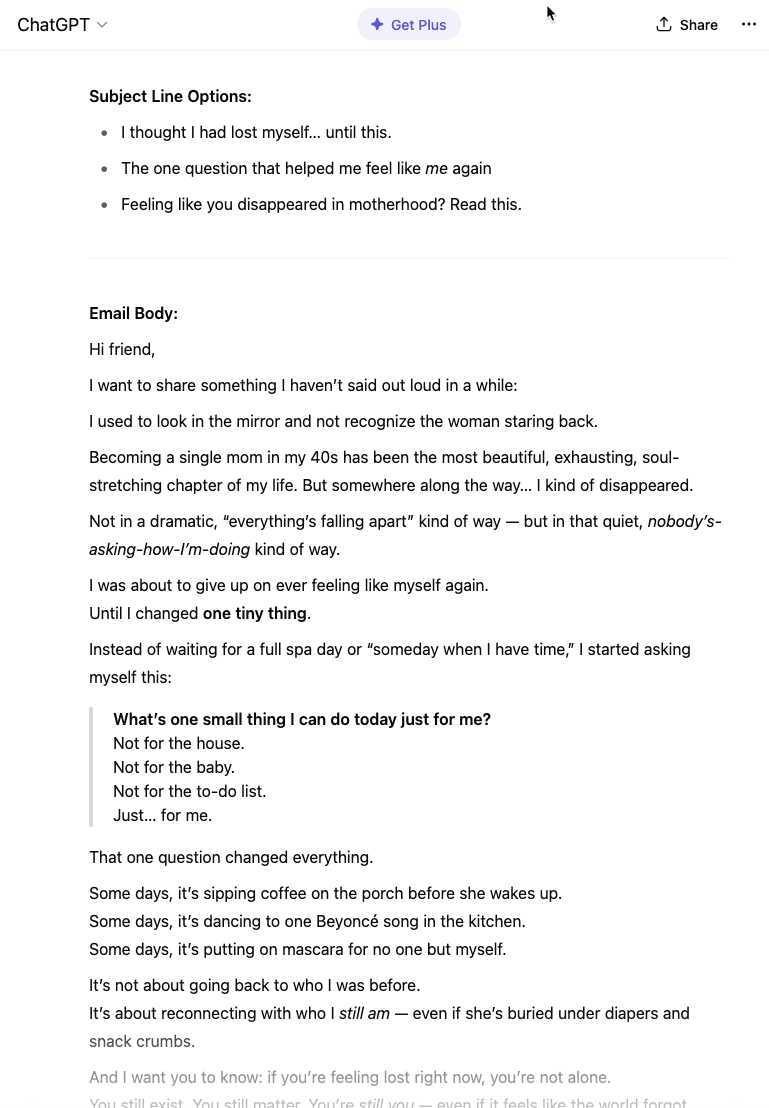 ChatGPT - Blog Post to Email